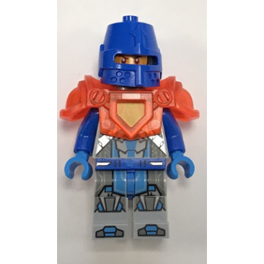 royal soldier kings guard - blue helmet with eye slit trans-neon orange armor