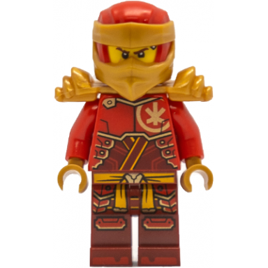 kai - dragons rising tunic with large armor plates red and pearl gold head wrap shoulder armor