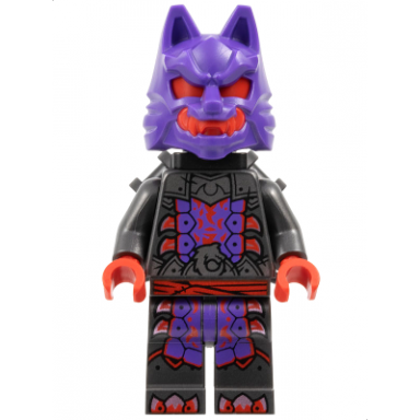 wolf mask warrior - dark purple and red mask neck bracket