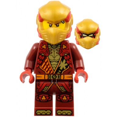 kai - dragons rising tunic with shoulder armor red and pearl gold head wrap