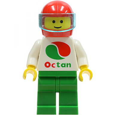 octan - white logo green legs red helmet trans-light blue visor