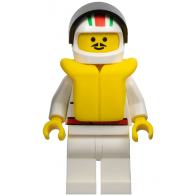 octan - race team white legs white red green striped helmet black visor life jacket