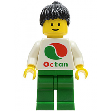 octan - white logo green legs black ponytail hair