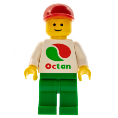 octan - white logo green legs red cap short bill reissue