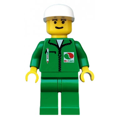 octan - green jacket with pen green legs white cap