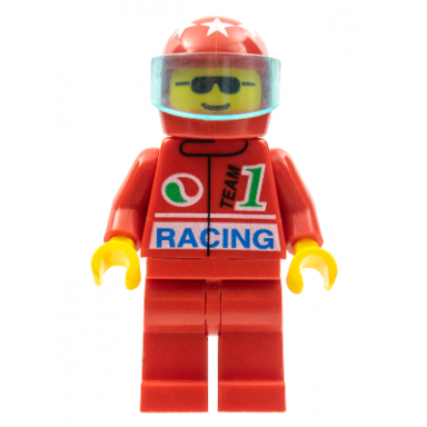 octan - racing red legs red helmet 7 white stars trans-light blue visor