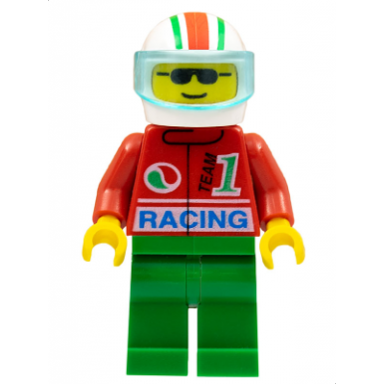 octan - racing green legs white red green striped helmet trans-light blue visor