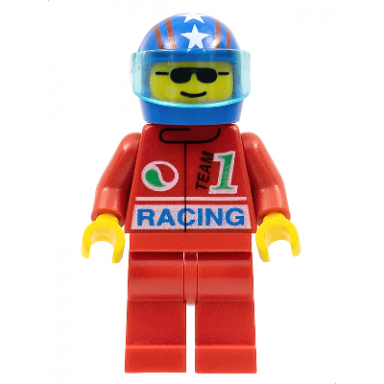 octan - racing red legs blue helmet 4 stars stripes trans-light blue visor