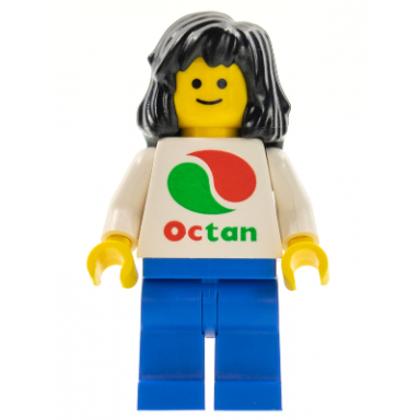 octan - white logo blue legs black mid-length female hair