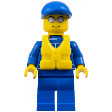 octan - blue oil blue legs life jacket with center buckle blue short bill cap