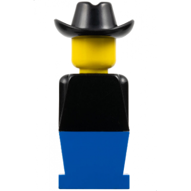 legoland - black torso blue legs black cowboy hat