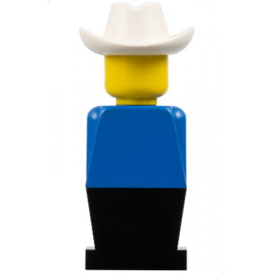 legoland - blue torso black legs white cowboy hat