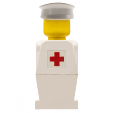 legoland - white torso white legs white hat red cross sticker
