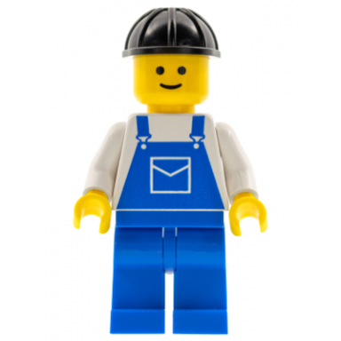 overalls blue with pocket blue legs black construction helmet
