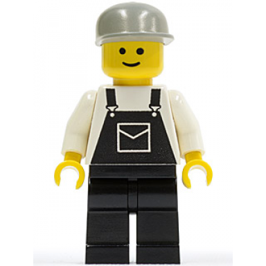 overalls black with pocket black legs light gray cap