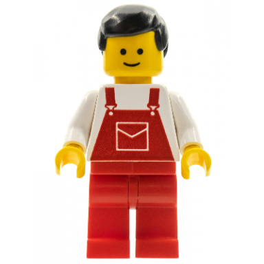 overalls red with pocket red legs black male hair