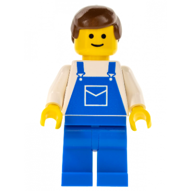 overalls blue with pocket blue legs brown male hair