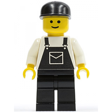 overalls black with pocket black legs black cap