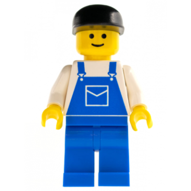 overalls blue with pocket blue legs black cap