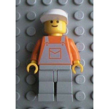 overalls light gray with pocket light gray legs white cap - glued