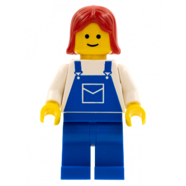 overalls blue with pocket blue legs red female hair