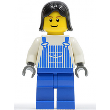 overalls striped blue with pocket blue legs black female hair