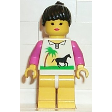 horse and palm - yellow legs black ponytail hair