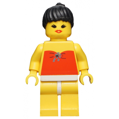 red halter top - yellow legs black ponytail hair open mouth