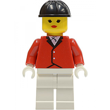 red riding jacket - white legs black construction helmet