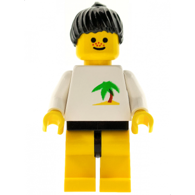 palm tree - yellow legs black ponytail hair
