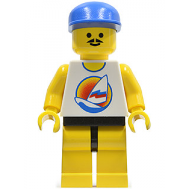 surfboard on ocean - yellow legs blue cap