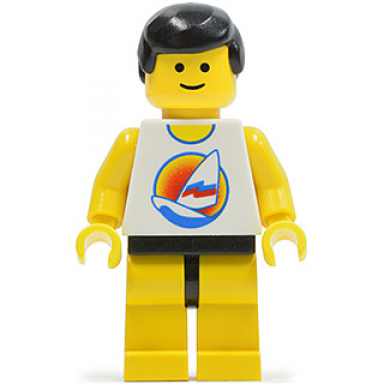 surfboard on ocean - yellow legs black male hair reissue torso