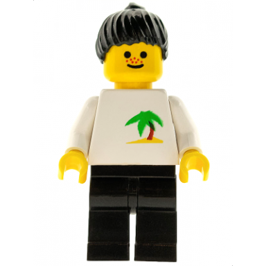 palm tree - black legs black ponytail hair