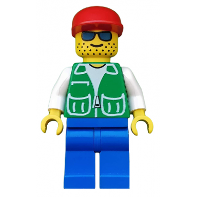 jacket green with 2 large pockets - blue legs red cap