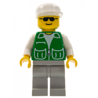 jacket green with 2 large pockets - light gray legs white cap