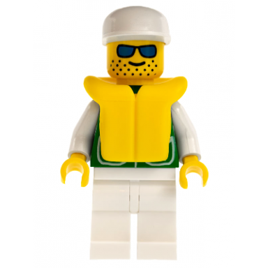 jacket green with 2 large pockets - white legs white cap life jacket