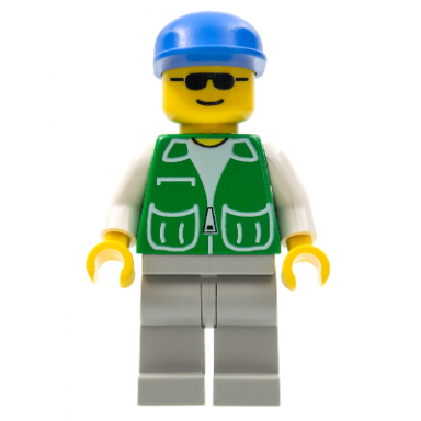 jacket green with 2 large pockets - light gray legs blue cap