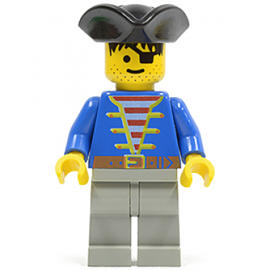 pirate blue jacket light gray legs black pirate triangle hat