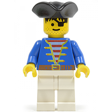 pirate blue jacket white legs black pirate triangle hat