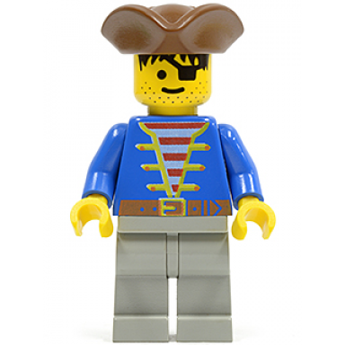 pirate blue jacket light gray legs brown pirate triangle hat