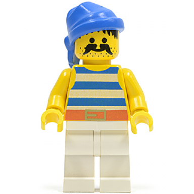 pirate blue white stripes shirt white legs blue bandana