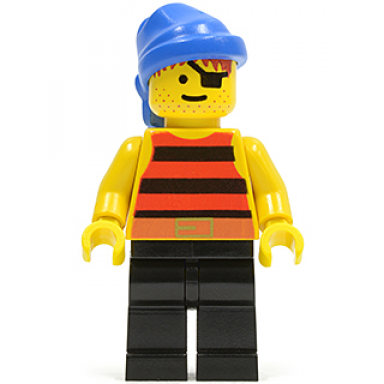 pirate red black stripes shirt black legs blue bandana
