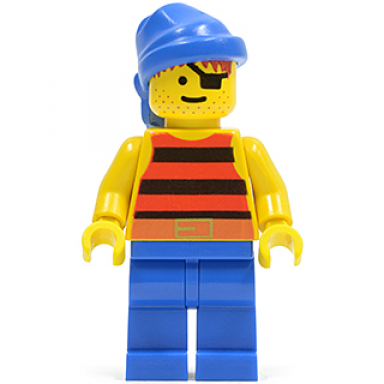 pirate red black stripes shirt blue legs blue bandana
