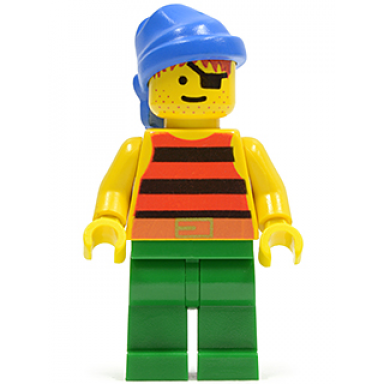 pirate red black stripes shirt green legs blue bandana