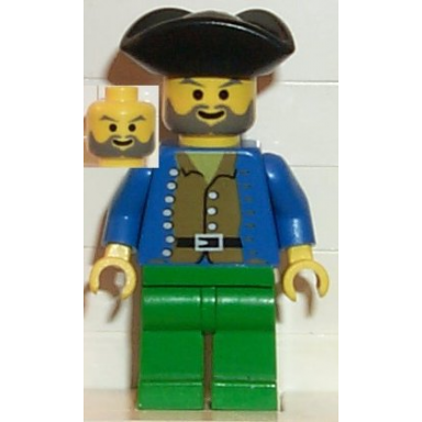 pirate brown shirt green legs black pirate triangle hat