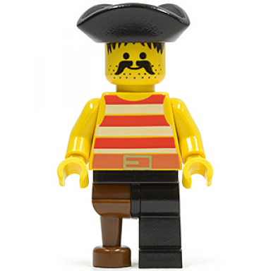 pirate red white stripes shirt black leg with peg leg black pirate triangle hat