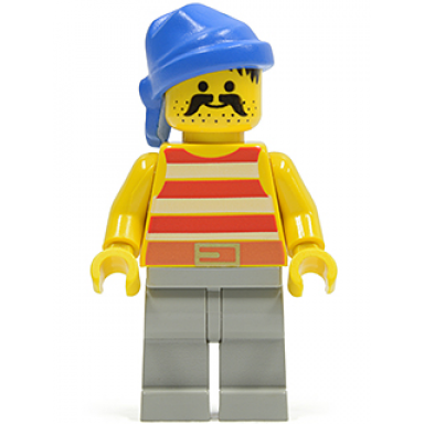 pirate red white stripes shirt light gray legs blue bandana