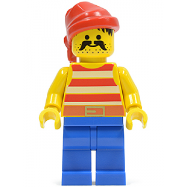 pirate red white stripes shirt blue legs red bandana