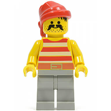 pirate red white stripes shirt light gray legs red bandana