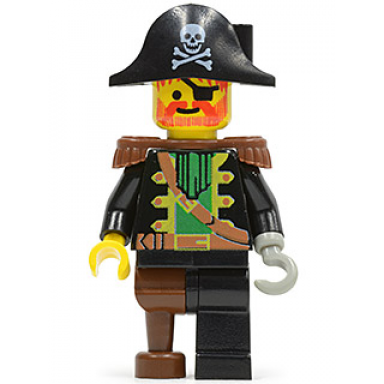 captain red beard - brown epaulettes pirate hat with skull and crossbones
